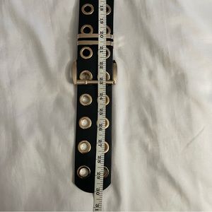 FUNK PLUS Men's Grommet Belt - 1 3/4" Wide Leather, Rock Goth Metal Punk Style, Black